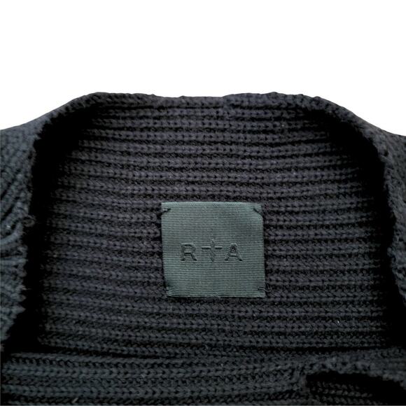 RTA Jules Reinforced Distressed Rib Knit Sweater Womens S Holes Grunge Classy - Picture 9 of 14